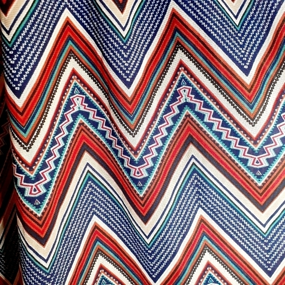 Naif Woman's Chevron Print Flounce Sleeves Smocked Neck Shift Tunic Dress Size S - Picture 7 of 16